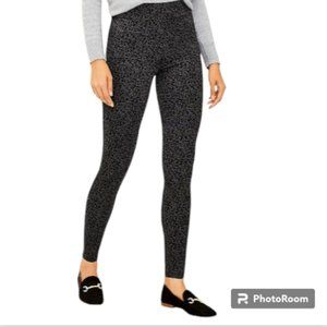 Loft by Ann Taylor Womens Ponte Knit Leggings Black Gray Animal Print Size XS